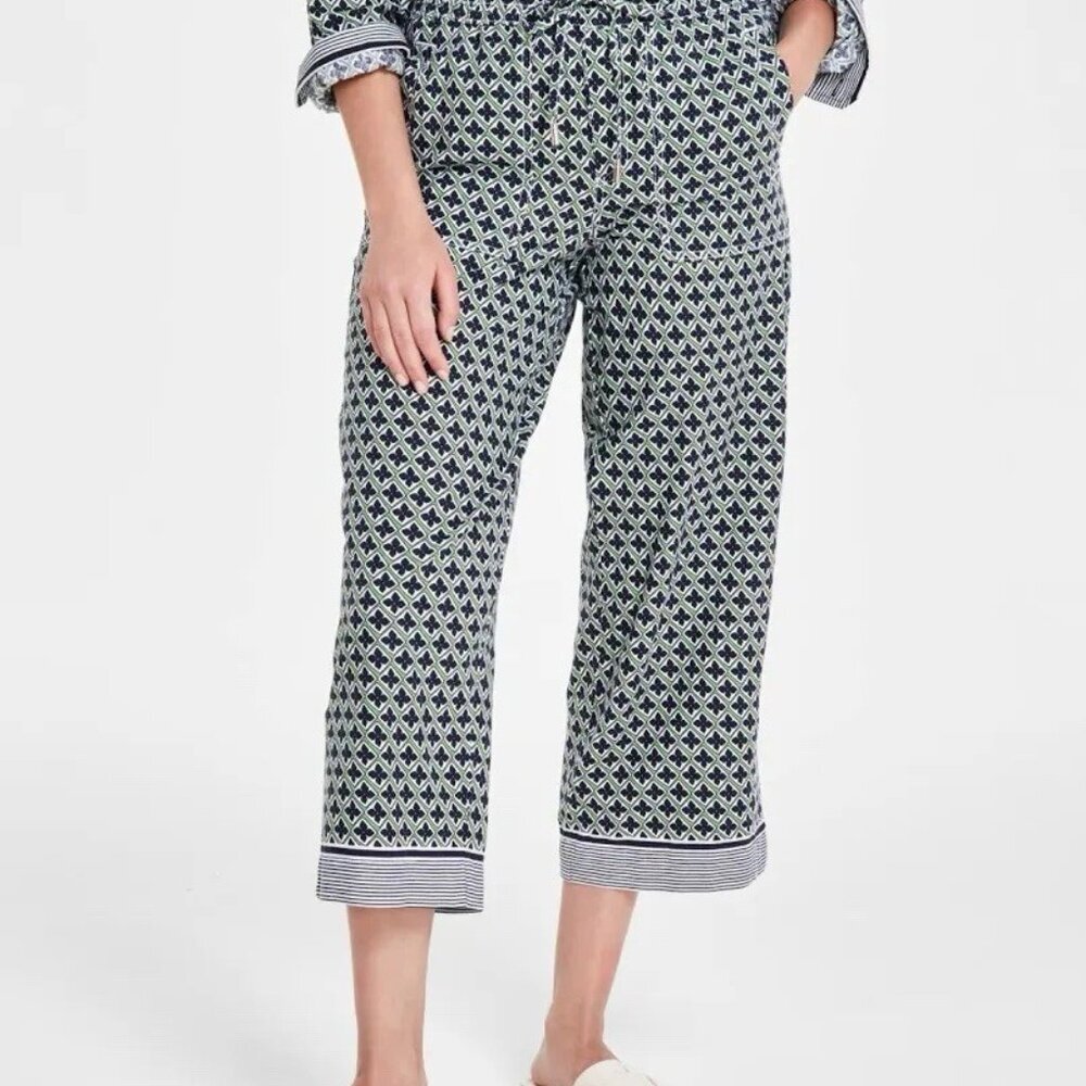Nautica Blue and White Printed Cropped Pants